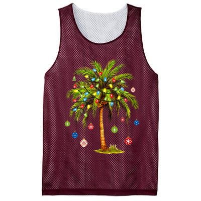 Christmas Palm Tree Light Hawaiian Tropical Xmas Mesh Reversible Basketball Jersey Tank