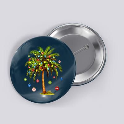 Christmas Palm Tree Light Hawaiian Tropical Xmas Button