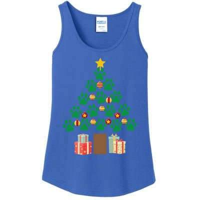 Christmas Paw Tree Funny Puppy Lover Dog Person Gift Ladies Essential Tank