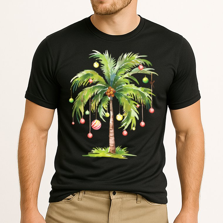 Christmas Palm Tree Tropical Christmas On The Beach Performance Shirt