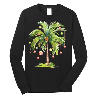 Christmas Palm Tree Tropical Christmas On The Beach Long Sleeve Shirt