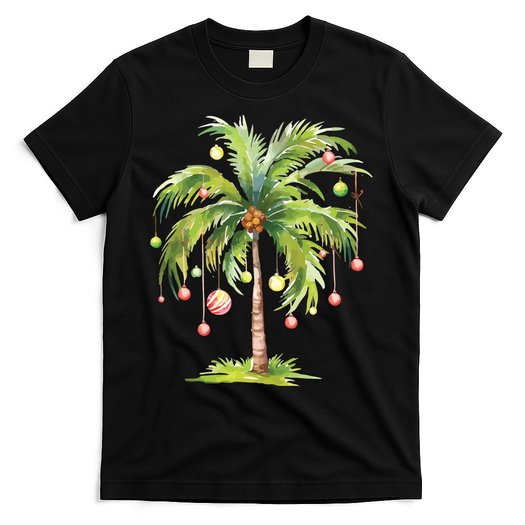 Christmas Palm Tree Tropical Christmas On The Beach T-Shirt