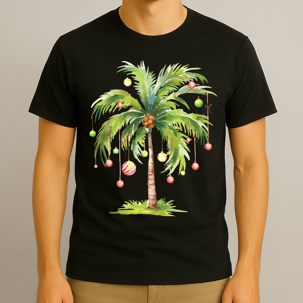 Christmas Palm Tree Tropical Christmas On The Beach T-Shirt