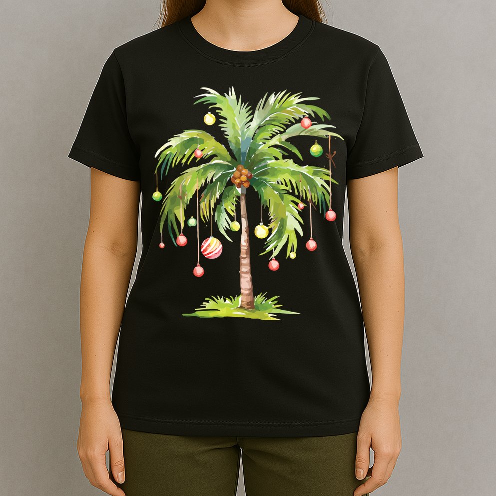 Christmas Palm Tree Tropical Christmas On The Beach T-Shirt