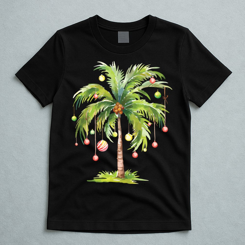 Christmas Palm Tree Tropical Christmas On The Beach T-Shirt