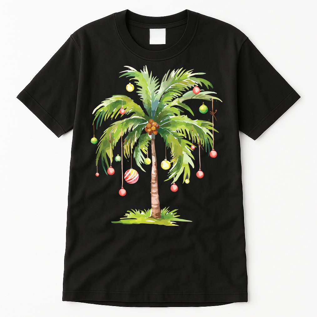 Christmas Palm Tree Tropical Christmas On The Beach Tall T-Shirt