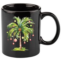 Christmas Palm Tree Tropical Christmas On The Beach 11oz C Handle Ceramic Mug