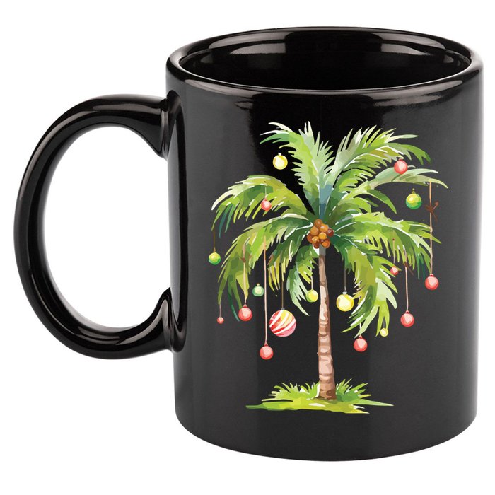 Christmas Palm Tree Tropical Christmas On The Beach 11oz C Handle Ceramic Mug