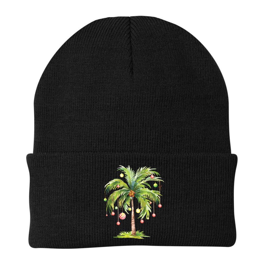 Christmas Palm Tree Tropical Christmas On The Beach Beanie