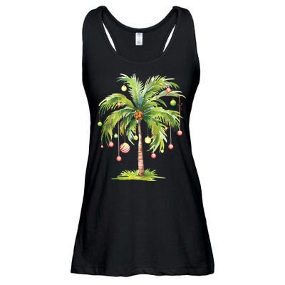 Christmas Palm Tree Tropical Christmas On The Beach Ladies Essential Flowy Tank