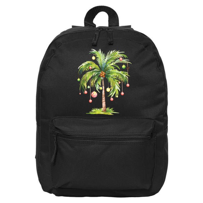 Christmas Palm Tree Tropical Christmas On The Beach 16 in Basic Backpack