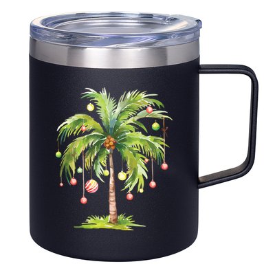 Christmas Palm Tree Tropical Christmas On The Beach 12oz Stainless Steel Coffee Mug