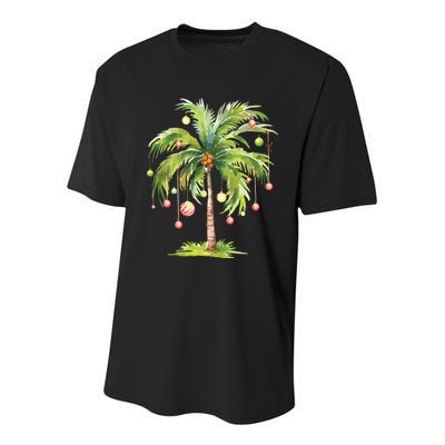 Christmas Palm Tree Tropical Christmas On The Beach Youth Performance Sprint T-Shirt
