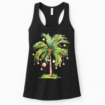 Christmas Palm Tree Tropical Christmas On The Beach Womens Tank Top
