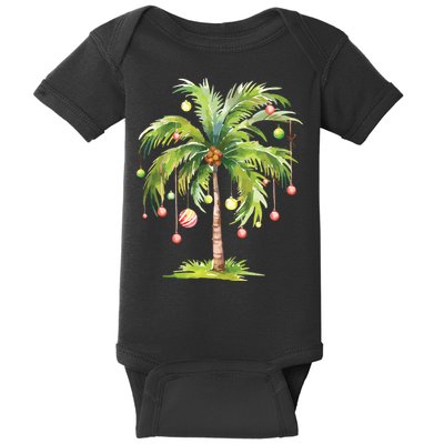 Christmas Palm Tree Tropical Christmas On The Beach Baby Bodysuit