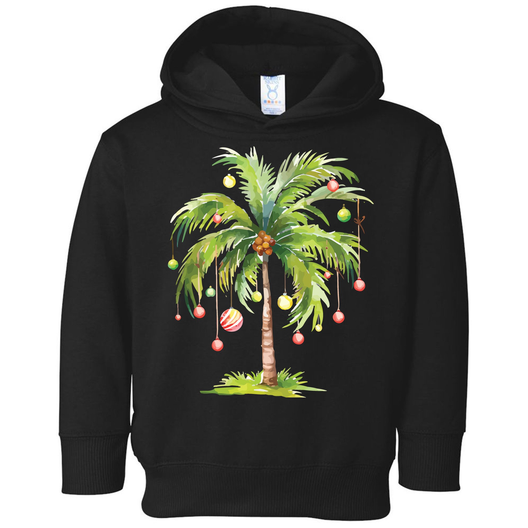 Christmas Palm Tree Tropical Christmas On The Beach Toddler Hoodie