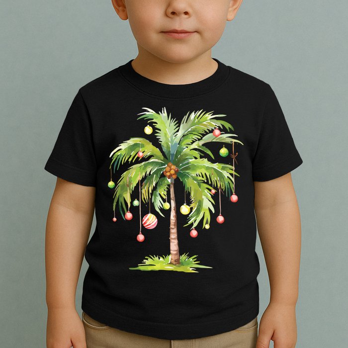 Christmas Palm Tree Tropical Christmas On The Beach Toddler T-Shirt