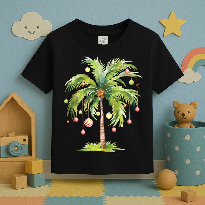 Christmas Palm Tree Tropical Christmas On The Beach Toddler T-Shirt