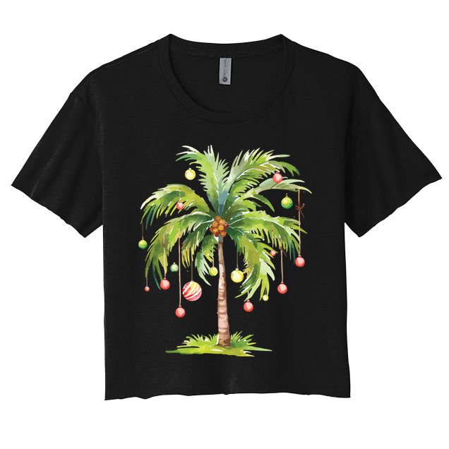 Christmas Palm Tree Tropical Christmas On The Beach Crop Top