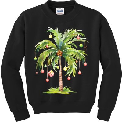 Christmas Palm Tree Tropical Christmas On The Beach Kids Sweatshirt
