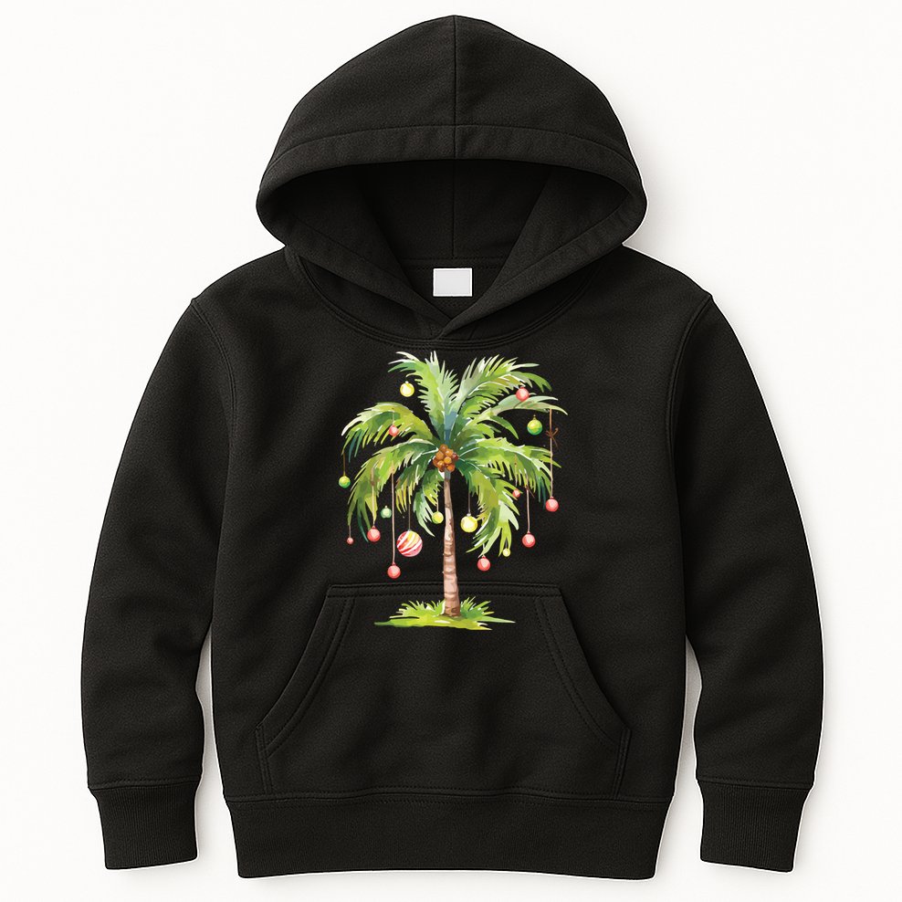 Christmas Palm Tree Tropical Christmas On The Beach Kids Hoodie