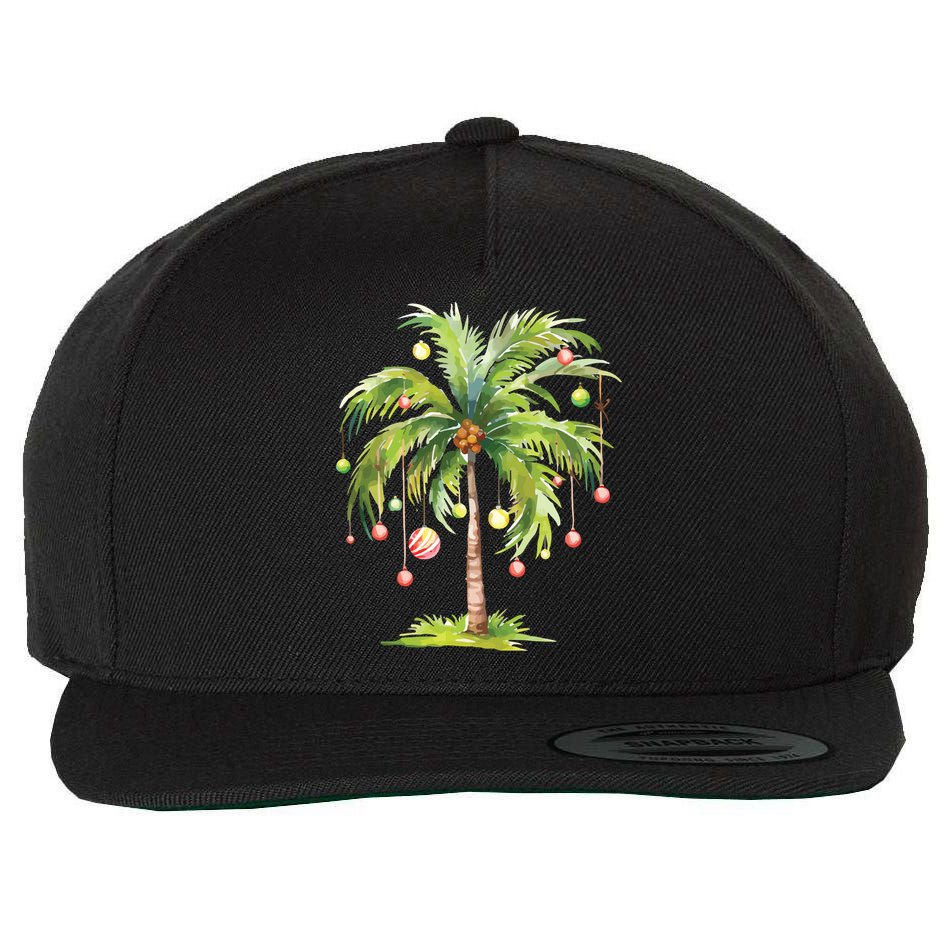Christmas Palm Tree Tropical Christmas On The Beach Wool Snapback Cap