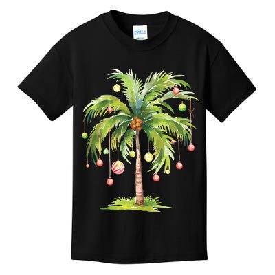 Christmas Palm Tree Tropical Christmas On The Beach Kids T-Shirt