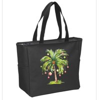 Christmas Palm Tree Tropical Christmas On The Beach Zip Tote Bag