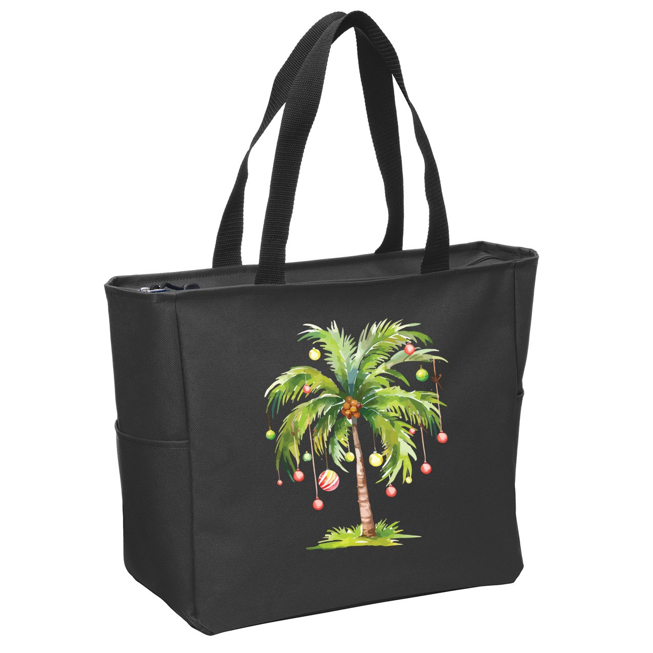 Christmas Palm Tree Tropical Christmas On The Beach Zip Tote Bag