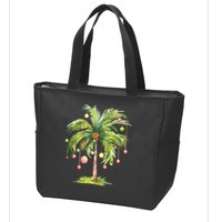 Christmas Palm Tree Tropical Christmas On The Beach Zip Tote Bag