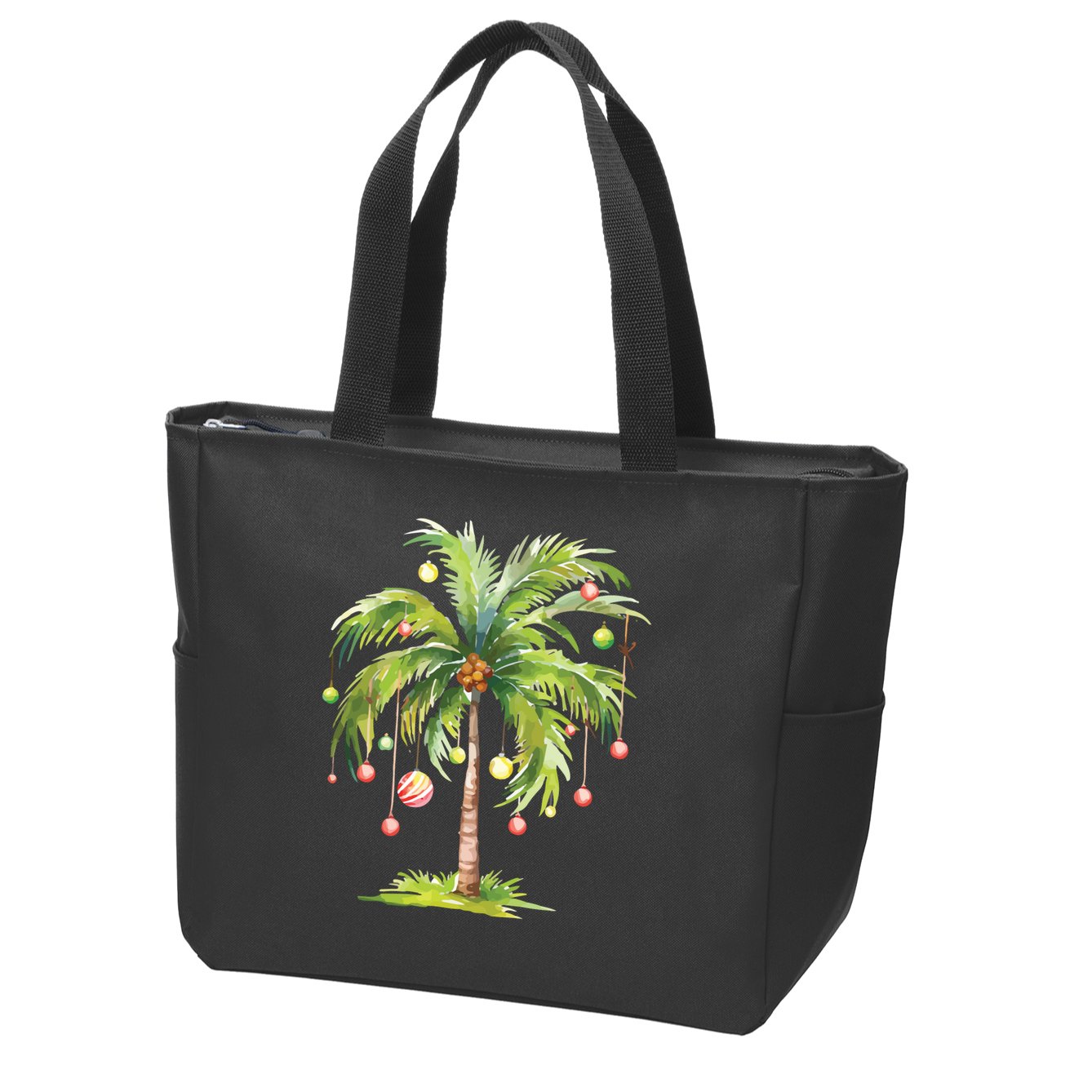 Christmas Palm Tree Tropical Christmas On The Beach Zip Tote Bag