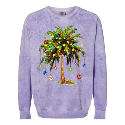 Christmas Palm Tree Light Hawaiian Tropical Xmas Colorblast Crewneck Sweatshirt