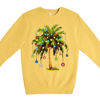 Christmas Palm Tree Light Hawaiian Tropical Xmas Premium Crewneck Sweatshirt