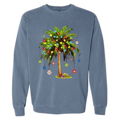 Christmas Palm Tree Light Hawaiian Tropical Xmas Garment-Dyed Sweatshirt