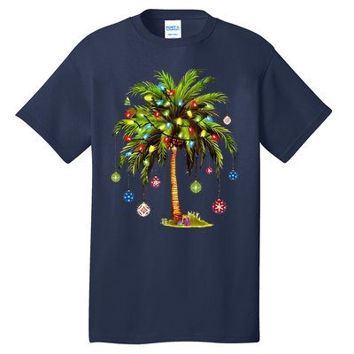 Christmas Palm Tree Light Hawaiian Tropical Xmas Tall T-Shirt