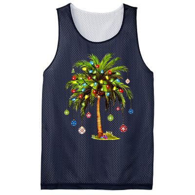 Christmas Palm Tree Light Hawaiian Tropical Xmas Mesh Reversible Basketball Jersey Tank