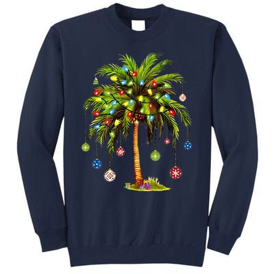 Christmas Palm Tree Light Hawaiian Tropical Xmas Tall Sweatshirt