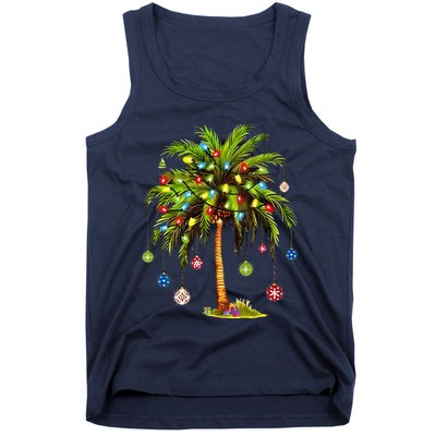 Christmas Palm Tree Light Hawaiian Tropical Xmas Tank Top