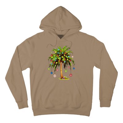 Christmas Palm Tree Light Hawaiian Tropical Xmas Hoodie