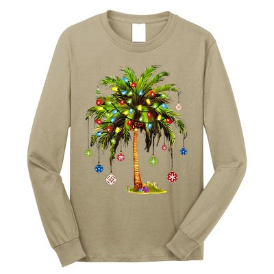 Christmas Palm Tree Light Hawaiian Tropical Xmas Long Sleeve Shirt