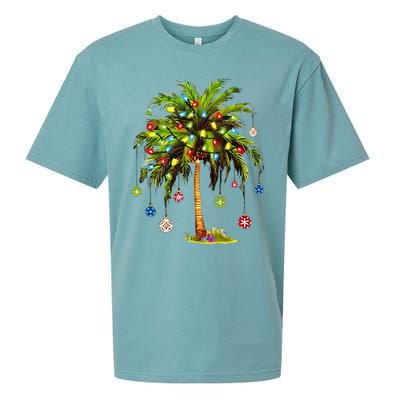 Christmas Palm Tree Light Hawaiian Tropical Xmas Sueded Cloud Jersey T-Shirt