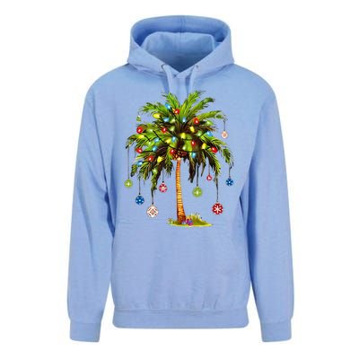 Christmas Palm Tree Light Hawaiian Tropical Xmas Unisex Surf Hoodie