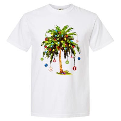 Christmas Palm Tree Light Hawaiian Tropical Xmas Garment-Dyed Heavyweight T-Shirt