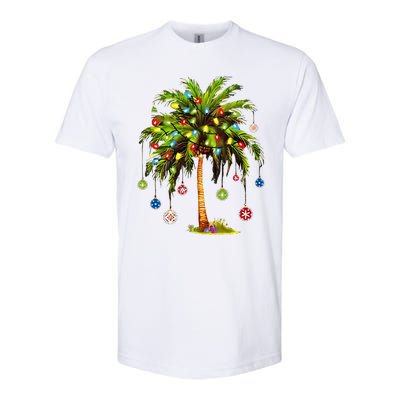 Christmas Palm Tree Light Hawaiian Tropical Xmas Softstyle CVC T-Shirt