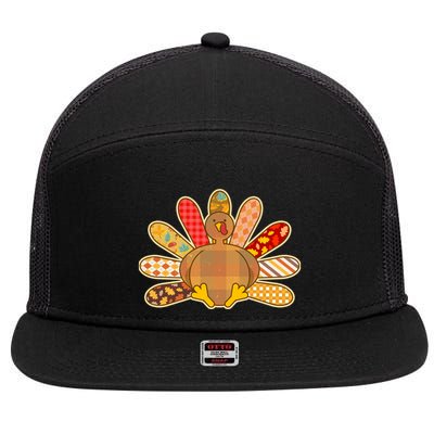Cute Pattern Thanksgiving Turkey 7 Panel Mesh Trucker Snapback Hat