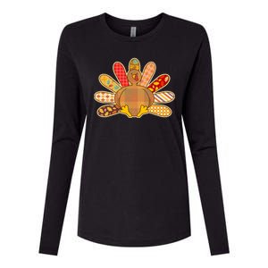 Cute Pattern Thanksgiving Turkey Womens Cotton Relaxed Long Sleeve T-Shirt