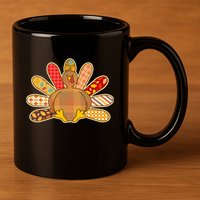 Cute Pattern Thanksgiving Turkey 11oz C Handle Ceramic Mug