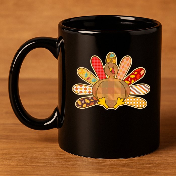 Cute Pattern Thanksgiving Turkey 11oz C Handle Ceramic Mug