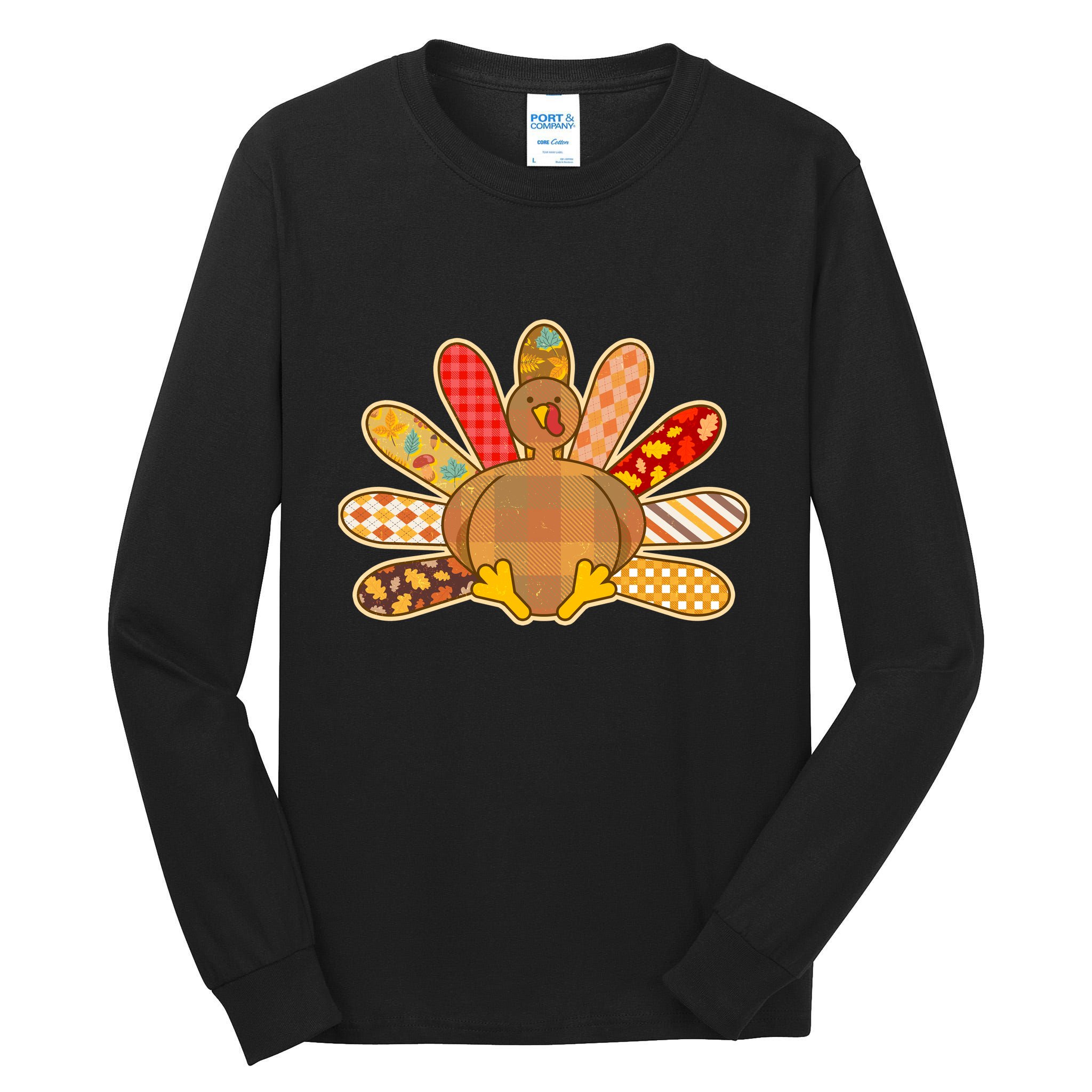 Cute Pattern Thanksgiving Turkey Tall Long Sleeve T-Shirt