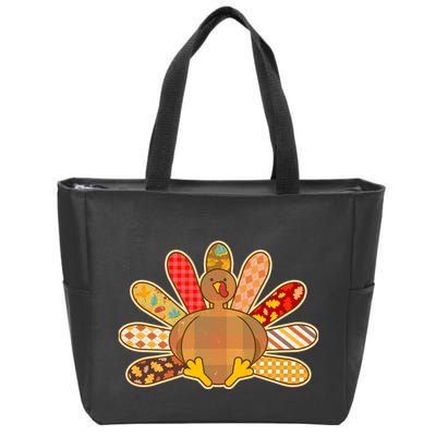 Cute Pattern Thanksgiving Turkey Zip Tote Bag